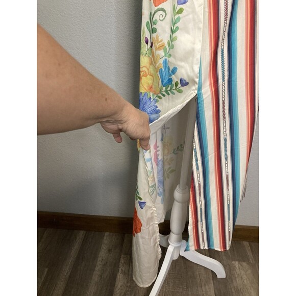 Long Duster Kimono Shirt Dress M Boho Flowy Hippie Floral Western Fairy Button - Picture 4 of 8